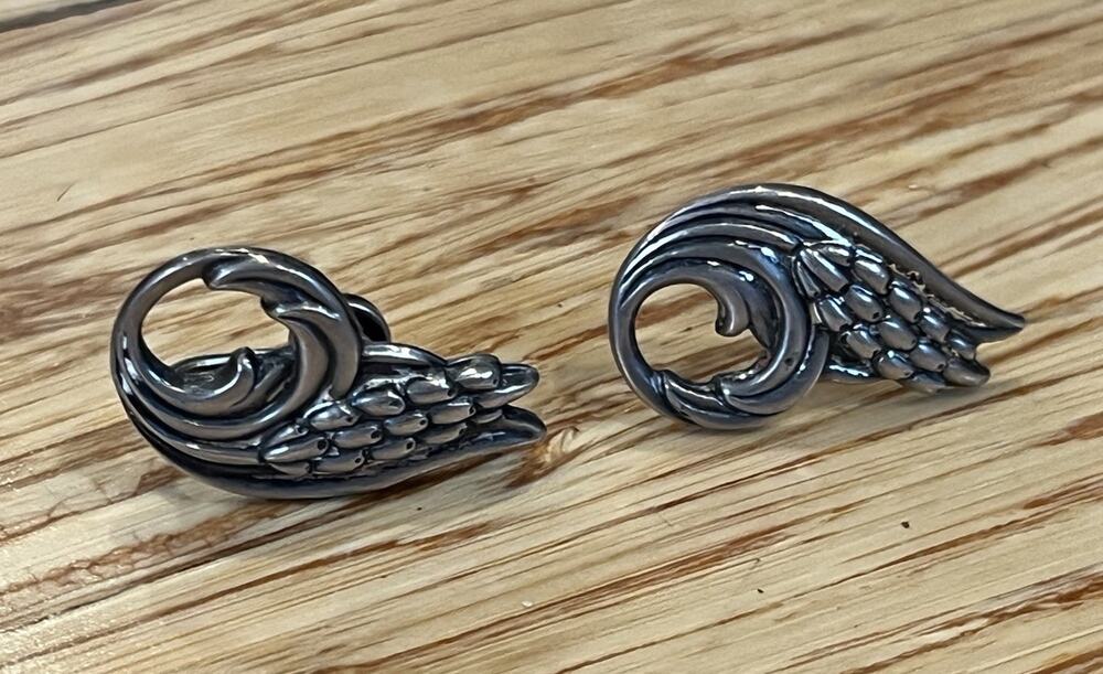 Antique Sterling Silver EARRINGS DANECRAFT Screw Back Swirl Wheat 4.7 Grams